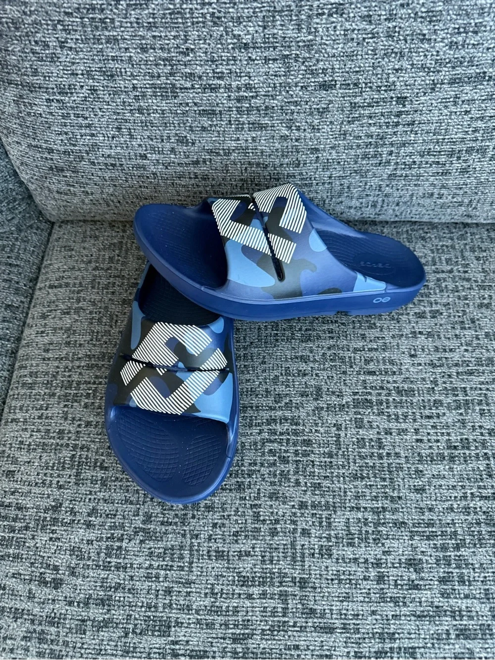 OOFOS Men's Sport Slide - Navy Camo Print